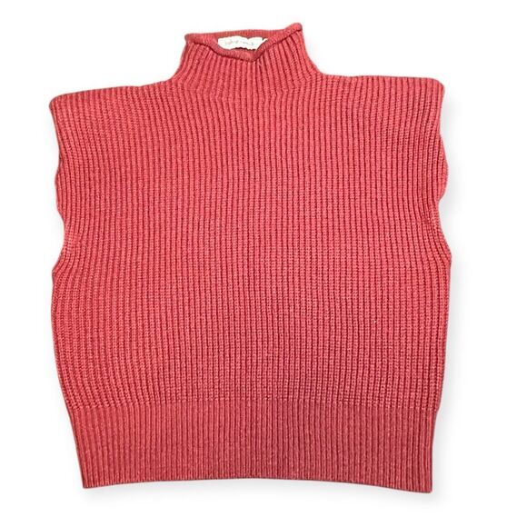 BISHOP + YOUNG for ANTHROPOLOGIE Women’s Rust Ribbed Knit Mock Neck Sleeveless S - Picture 1 of 5